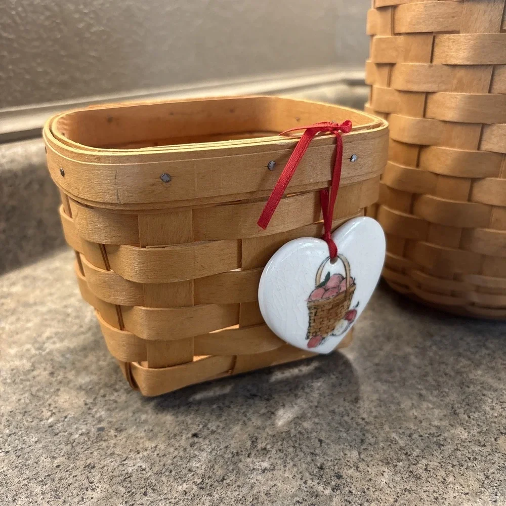 Longaberger Basket Lot Of 2 Handwoven 2005, 1997 Excellent Condition USA